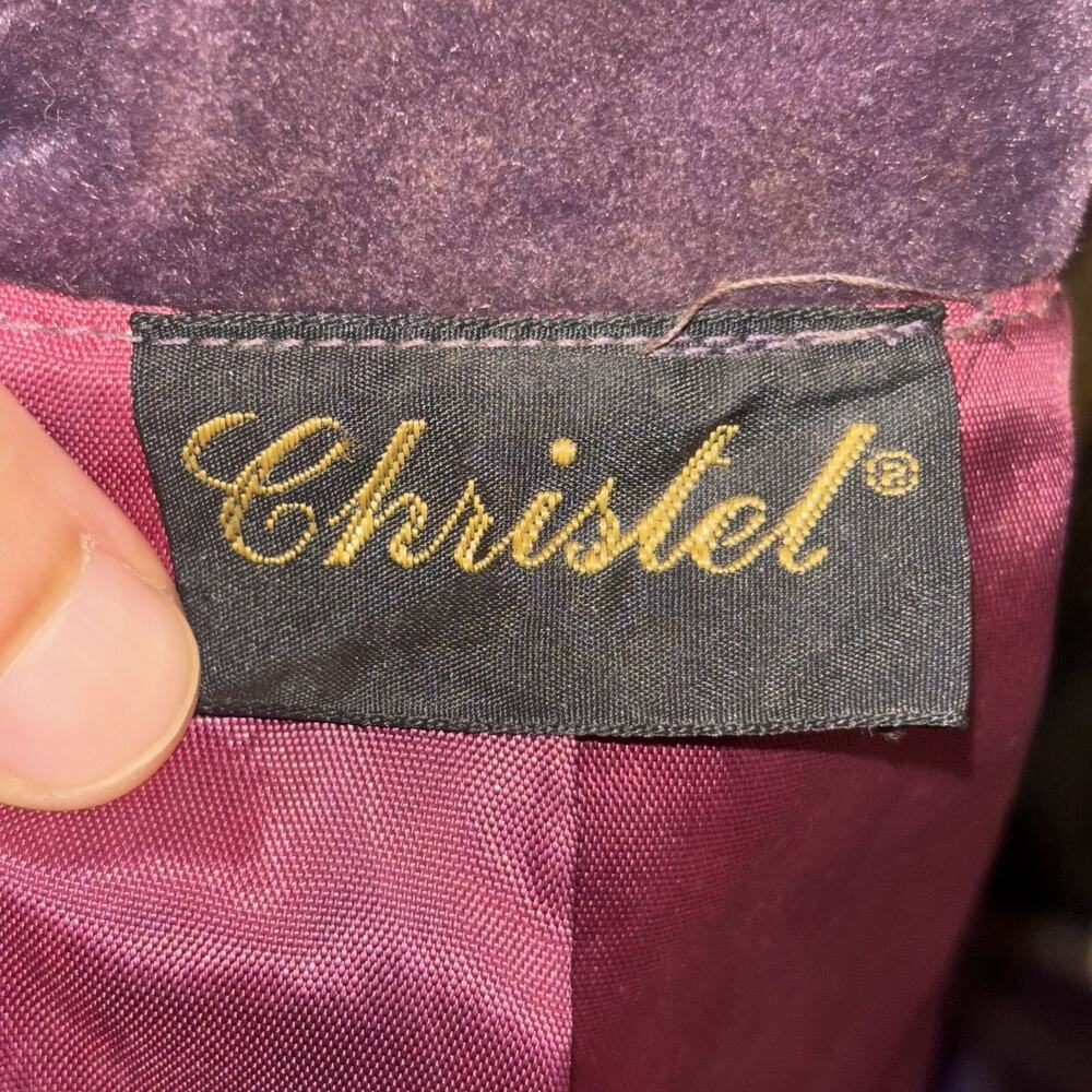 VTG Christel Velvet Blazer Women’s Sz 12 Burgundy Notch Lapel Single Breasted - Picture 3 of 14
